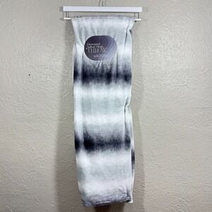 Highline Oversized Velvet Plush Throw 50x70 Gray Ombre Tie Dye Cozy Soft Blanket
